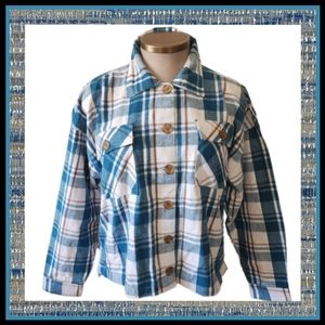 100% COTTON ☆ PLAID  FLANNEL ☆ SHACKET ☆ 2x ☆ NWT